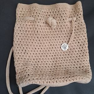 The Sak backpack crochet tan purse